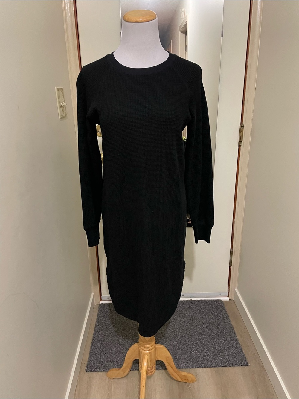 Uniqlo Black Long-Sleeve waffle Dress